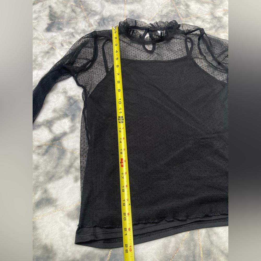 Black Art Class Sheer Long Sleeve Top - Picture 7 of 8